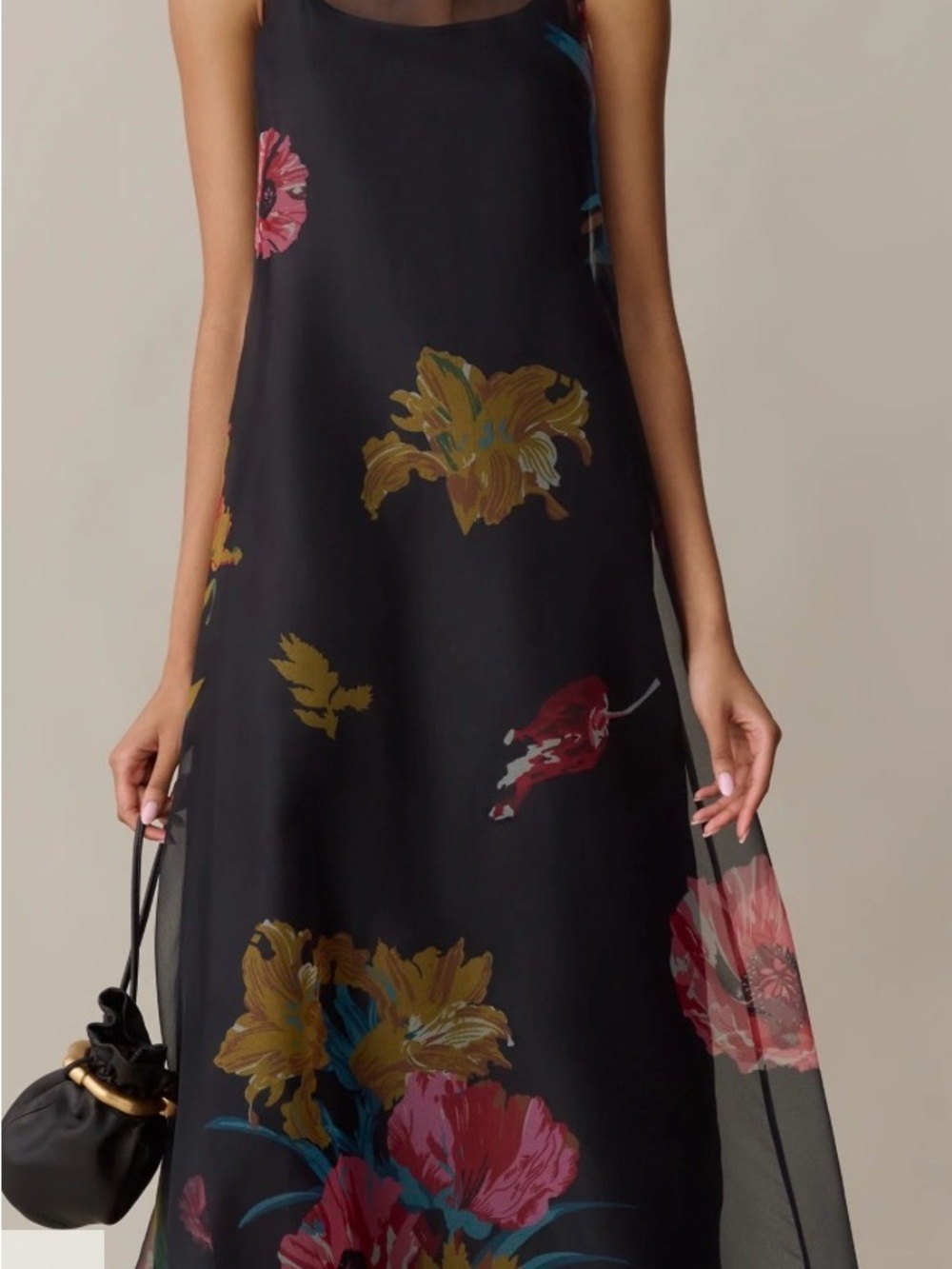 Black Floral Maxi Slip Dress
